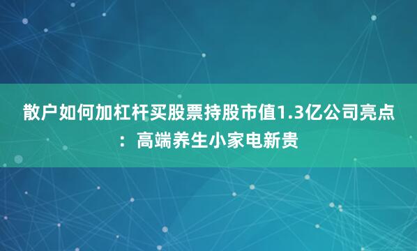 散户如何加杠杆买股票持股市值1.3亿公司亮点：高端养生小家电新贵